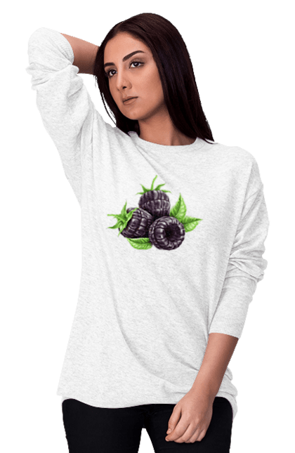 Women`s sweatshirt with prints Blackberry. Berry, blackberry. 2070702