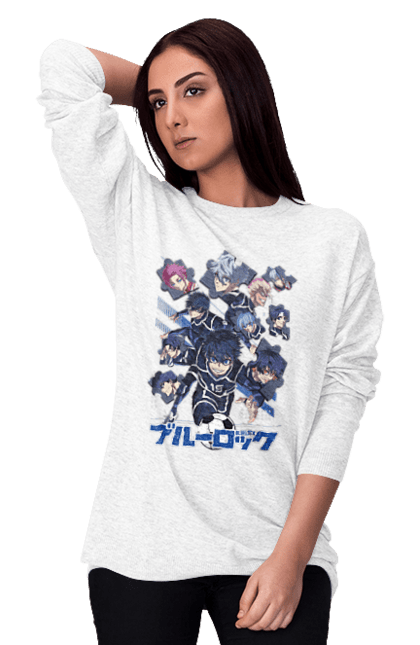 Women's sweatshirt with prints Blue Lock. Anime, blue lock, blue prison, manga, sport, sports anime. 2070702