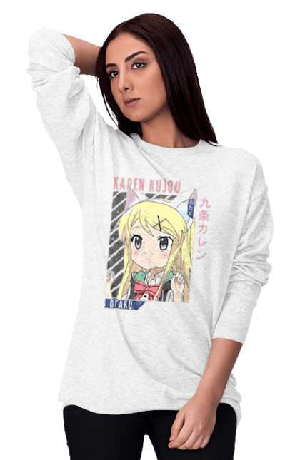 Women's sweatshirt with prints Kiniro Mosaic Karen Kujo. Anime, gold mosaic, karen, karen kujo, kiniro mosaic, kinmoza, manga. 2070702