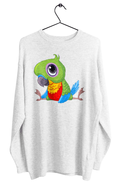 Women`s sweatshirt with prints Lovebird. Nicely, parrot. 2070702