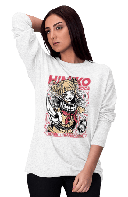 Світшот жіночий з принтом "Моя геройська академія Хіміко Тога". Himiko toga, my hero academia, аніме, відеогра, манга, моя геройська академія, тога, хіміко тога, якудза тога. 2070702