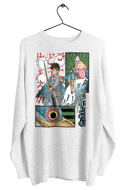 Women's sweatshirt with prints The Boy and the Heron. Boy and bird, cartoon, ghibli, japan, miyazaki, studio ghibli. 2070702