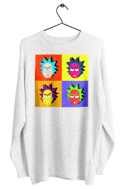 Women's sweatshirt with prints Rick and Morty. Adventures, black humor, cartoon, pop art, rick, rick and morty, sci-fi, tragicomedy. 2070702