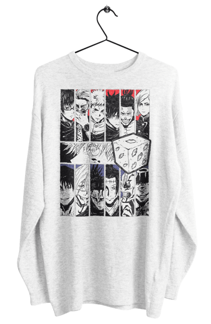 Women's sweatshirt with prints Jujutsu Kaisen. Anime, dark fantasy, gojo, jujutsu kaisen, magic battle, manga, mystic. 2070702