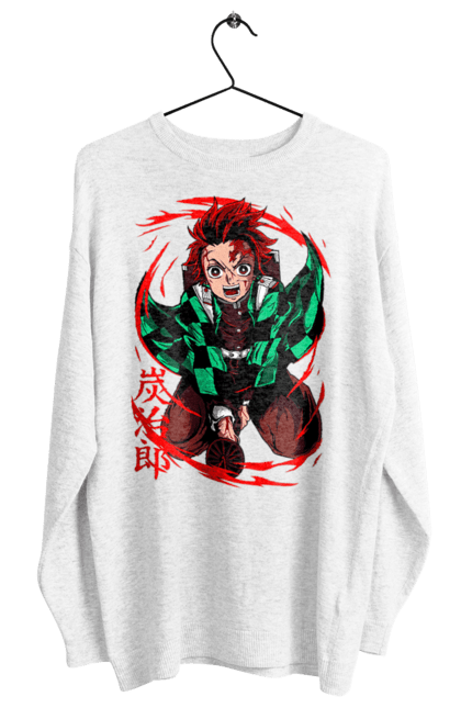 Women's sweatshirt with prints Demon Slayer Tanjiro. Anime, demon slayer, kamado tanjiro, manga, tanjiro. 2070702