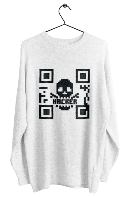 Світшот жіночий з принтом "Хакер hacker". Geek, hacker, ios, qr code, qr код, ай ті, айтішник, геймер, гік, іт, мем, позитив, пранк, програміст, розробник, хакер. 2070702