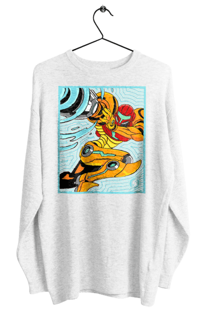 Women's sweatshirt with prints Metroid Samus Aran. Game, head hunter, heroine, metroid, power suit, samus aran, video game. 2070702