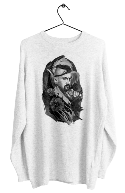 Світшот жіночий з принтом "Козак". Вуса, квітки, козак, пістолет, справжній українець, чуб. 2070702