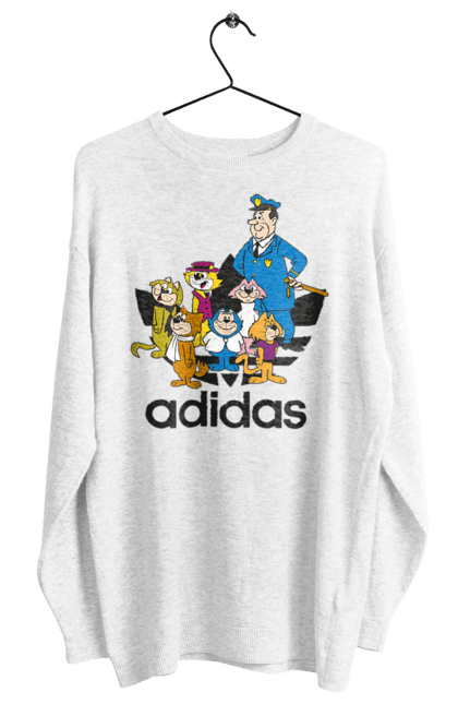 Свитшот женский с принтом Adidas Top Cat. Adidas, top cat, адидас, кот, коты, мульт, мультсериал. 2070702