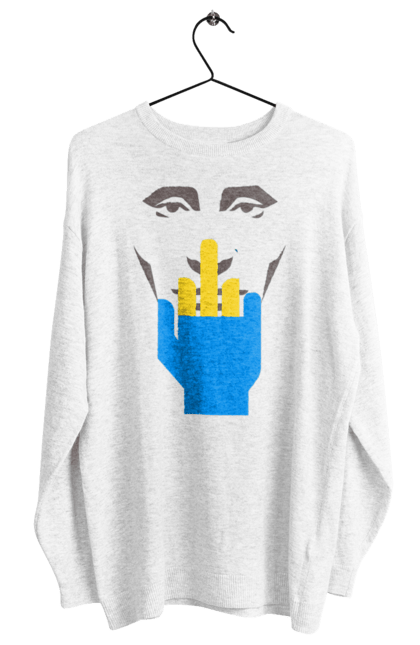 Світшот жіночий з принтом "Путін Хуйло". Все, голова путіна, доброго вечора, йди нахуй, мертвий москаль, москалі, орки, путін хуйло, російський військовий, середній палець. 2070702