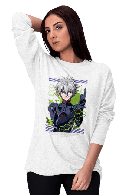 Women's sweatshirt with prints Evangelion Kaworu. Anime, evangelion, eve, kaworu, kaworu nagisa, manga, neon genesis evangelion, nerve, tv series. 2070702