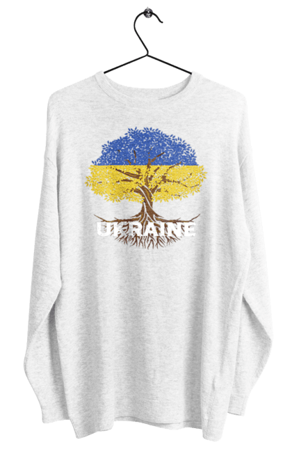Світшот жіночий з принтом "Прапор України Дерево та Коріння". Жовто-блакитний, жовто-блакитний прапор, прапор україни, україна, українець, українка, українське коріння, український, український прапор, я люблю україну. Milkstore