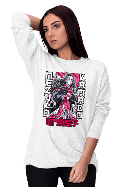 Women's sweatshirt with prints Demon Slayer Nezuko. Anime, demon slayer, kimetsu no yaiba, manga, nezuko, serial. 2070702