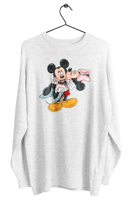 Свитшот женский с принтом Микки Маус и Минни Маус. Mickey mouse, minnie mouse, дисней, микки, микки маус, минни маус, мультфильм. 2070702