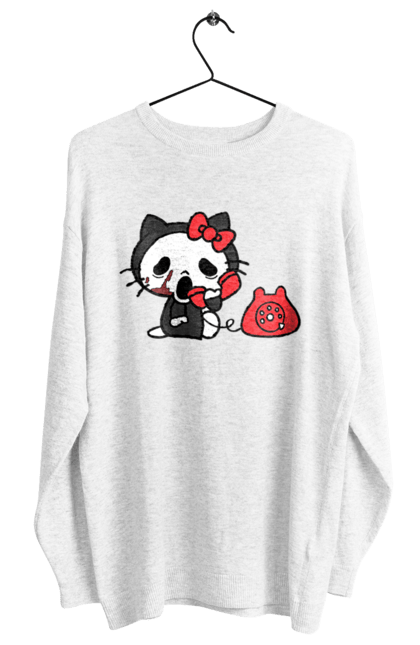 Свитшот женский с принтом Хелло Китти Хэллоуин. Halloween, hello kitty, бренд, кот, котенок, персонаж, хелло китти, хэллоуин. 2070702