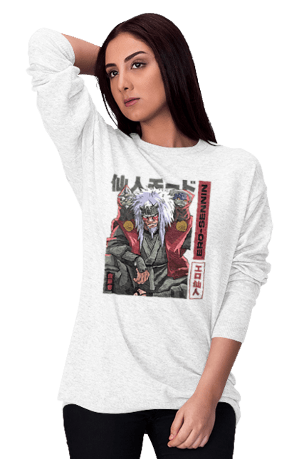 Women's sweatshirt with prints Naruto Jiraiya. Anime, hokage, jiraiya, manga, naruto, shinobi, shonen. 2070702