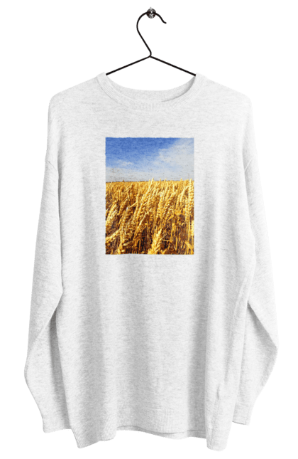 Світшот жіночий з принтом "Україна". Голубизна, красота, небо, поле, природа, пшеница. 2070702