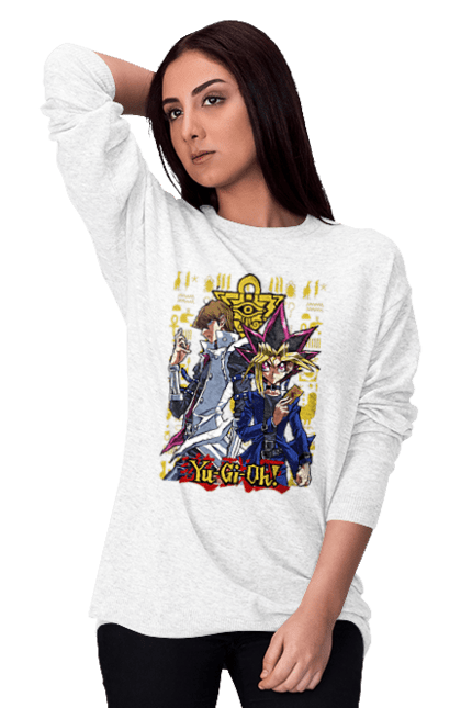 Women's sweatshirt with prints Yu Gi Oh! Seto Kaiba. Anime, manga, player, seto kaiba, shareholder, yu gi oh, yugio. 2070702