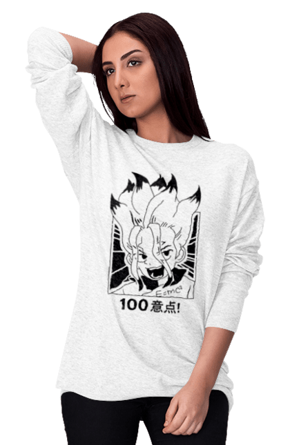 Women's sweatshirt with prints Dr. Stone Senku. Anime, dr. stone, ishigami, manga, senku, senku ishigami. 2070702