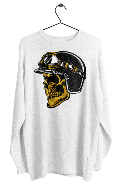 Світшот жіночий з принтом "Череп в мотошоломі". Крутий, очі, череп, шолом. 2070702