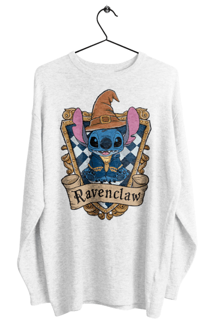 Свитшот женский с принтом Стич Когтевран. Harry potter, hogwarts, ravenclaw, stich, гарри поттер, когтевран, стич, факультет, франшиза, хогвартс. 2070702