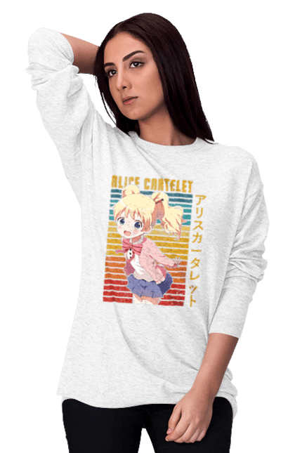 Світшот жіночий з принтом "Золота мозаїка Аліса Картелет". Alice cartelet, anime, kiniro mosaic, kinmoza, manga, аліса, аліса картелет, аніме, золота мозаїка, манга. 2070702