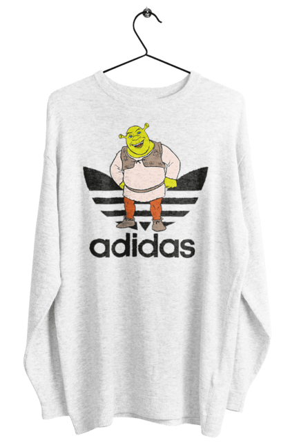 Свитшот женский с принтом Adidas Шрек. Adidas, shrek, адидас, мульт, мультфільм, огр, шрек. 2070702