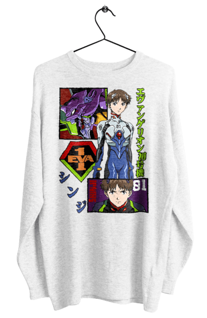 Women's sweatshirt with prints Evangelion. Angel, anime, eva 01, evangelion, manga, neon genesis evangelion, shinji. 2070702