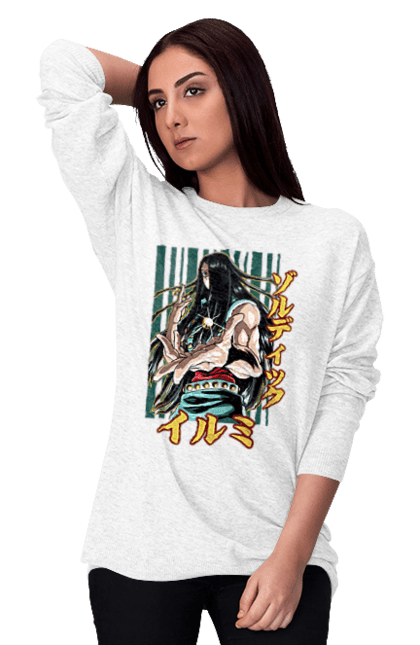 Women's sweatshirt with prints Hunter × Hunter Illumi Zoldyck. Anime, hunter, hunter × hunter, hunter hunter, illumi, illumi zoldyck, manga, zoldyck. 2070702