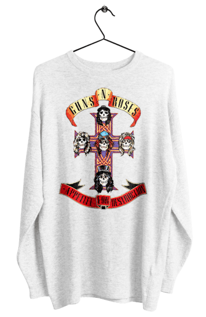Світшот жіночий з принтом "Guns N Roses". Guns n roses, музика, рок група, скелет, черепа. CustomPrint.market