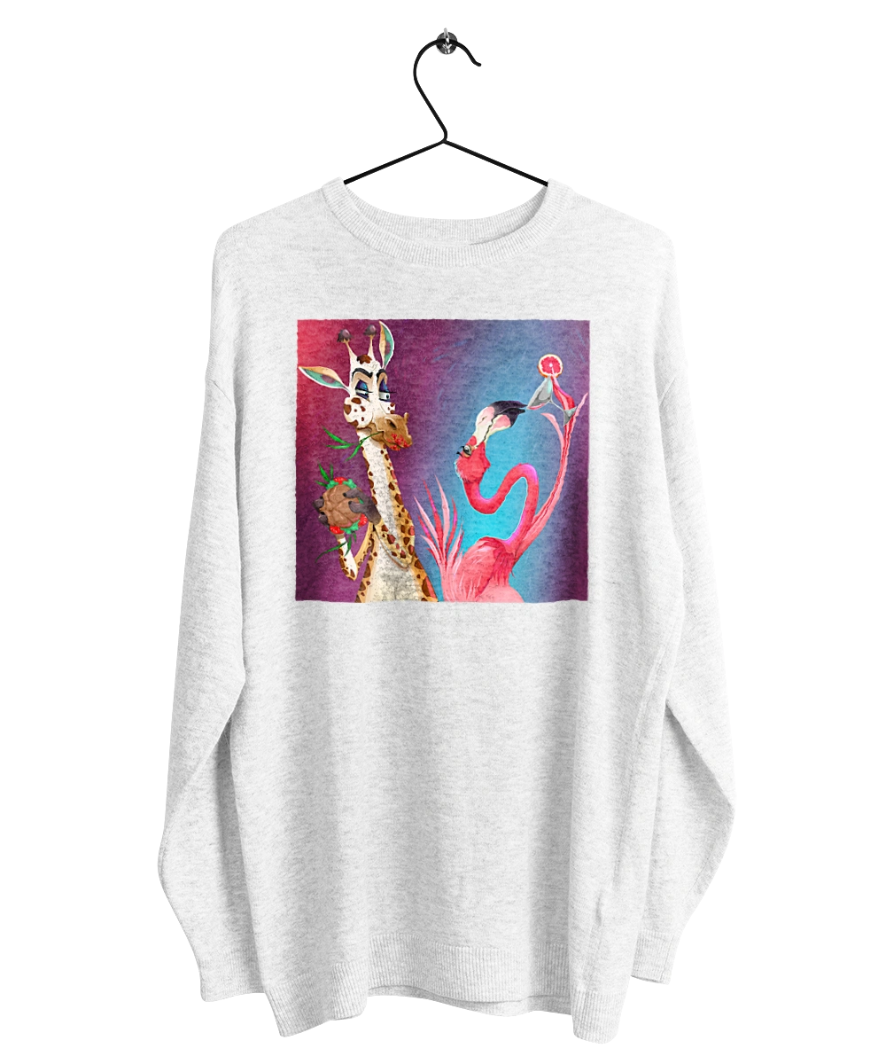 Giraffe And Flamingo At The Party