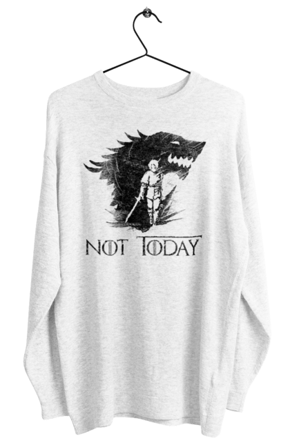 Women's sweatshirt with prints Game of Thrones Arya. Arya, game, got, not today, stark, starks, thrones, tv show, wolf, wolves. 2070702