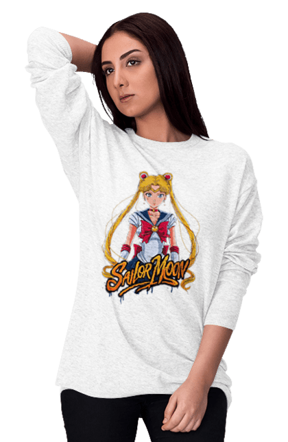 Women's sweatshirt with prints Sailor Moon. Anime, drama, magical girl, sailor moon, tv series, usagi tsukino. 2070702