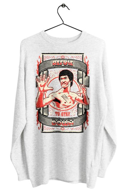 Свитшот женский с принтом Брюс Ли. Bruce lee, актер, брюс ли, дракон, кино, постер, фильм. 2070702