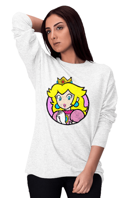 Women's sweatshirt with prints Mario Bros. Princess Peach. Character, game, mario, mario bros, nintendo, princess peach, super mario bros. 2070702