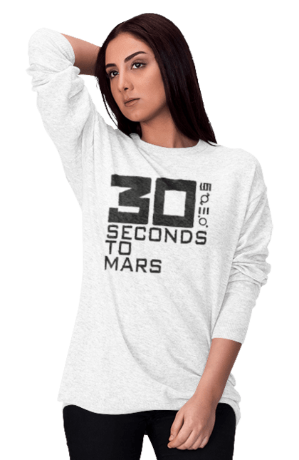 Світшот жіночий з принтом "Thirty Seconds to Mars". 30 seconds, 30 секунд, thirty seconds, альтернативний рок, група, музика, рок, секунди до марсу, хард рок. 2070702