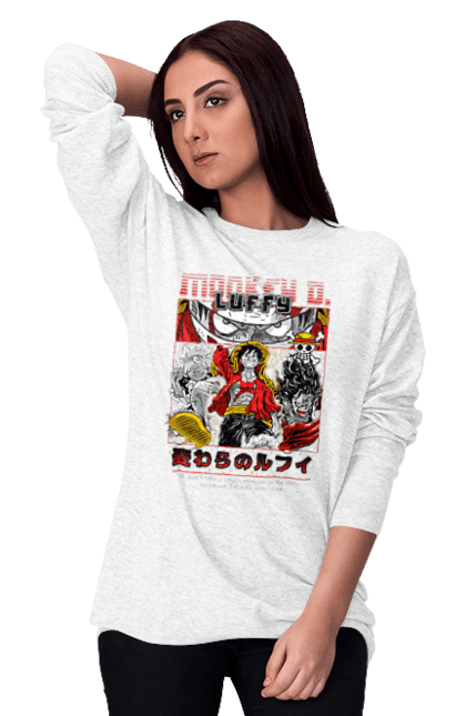 Women's sweatshirt with prints One Piece Luffy. Anime, luffy, manga, monkey de luffy, one piece, pirates. 2070702