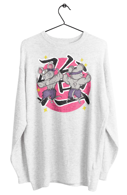 Women's sweatshirt with prints Demon Slayer Uzui Tengen's mice. Anime, demon slayer, kimetsu no yaiba, manga, mice, serial, tengen, tengen uzui, uzui. 2070702