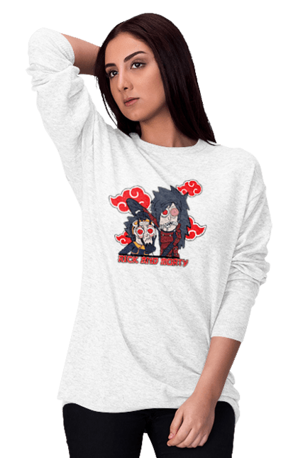 Women's sweatshirt with prints Rick and Morty. Adventures, black humor, cartoon, naruto, rick, rick and morty, sci-fi, tragicomedy. 2070702