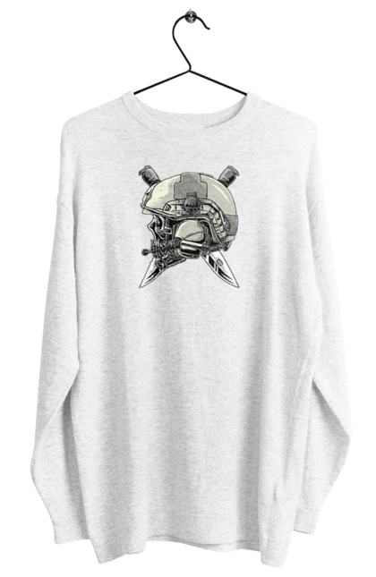 Світшот жіночий з принтом "Череп пілота". Військовий, захисник, ніж, пілот, череп, шолом. 2070702