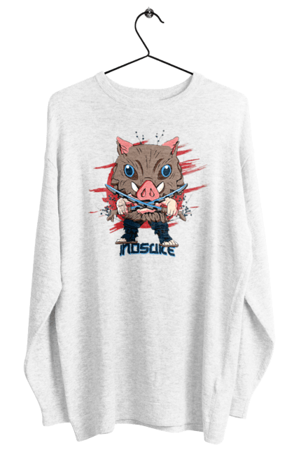 Women's sweatshirt with prints Demon Slayer Inosuke. Anime, demon slayer, inosuke, inosuke hashibira, kimetsu no yaiba, manga. 2070702