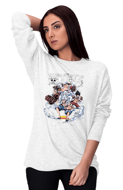 Women's sweatshirt with prints One Piece Luffy. Anime, luffy, manga, monkey de luffy, one piece, pirates. 2070702