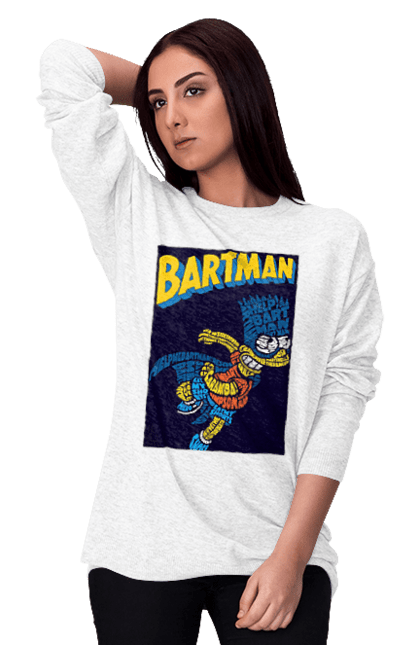 Світшот жіночий з принтом "Симпсоны". Барт, мультфильм, симпсоны, супергерой, супермен. CustomPrint.market