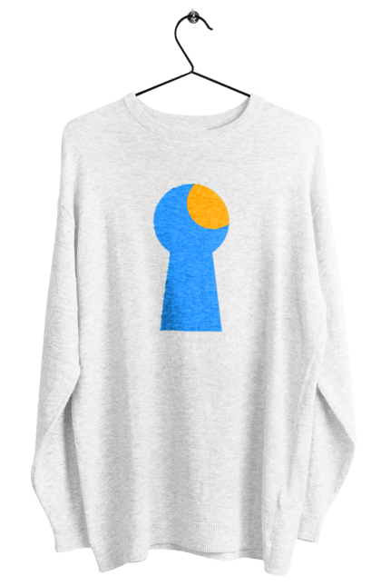 Світшот жіночий з принтом "Замочная скважина". Відчини двері, двері, замок, ключ, свердловина, світло крізь, цікавість, щілина. 2070702