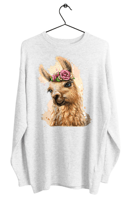 Світшот жіночий з принтом "Лама Портрет". Лама, портрет, тварина. 2070702