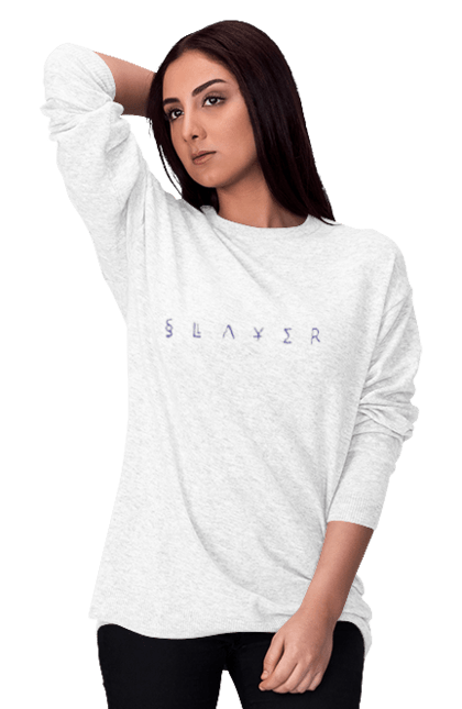 Women's sweatshirt with prints Slayer. Groove metal, group, metal band, music, nu metal, scull, slayer, speed metal, thrash metal. 2070702