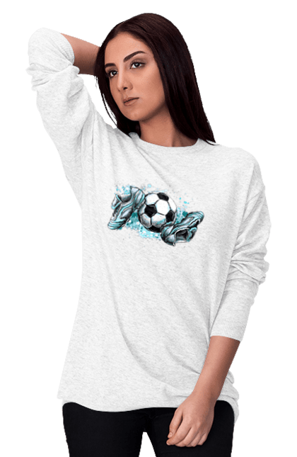 Світшот жіночий з принтом "Футбольний М'яч І Сороконожки". М`яч, сорокножкі, спорт, футбол. aslan