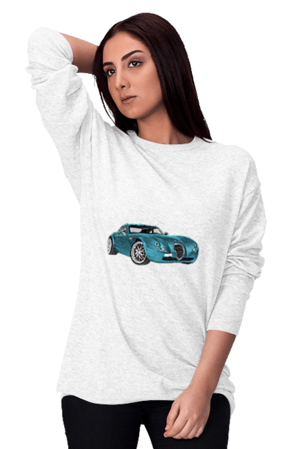 Світшот жіночий з принтом "Авто.7". Авто, блакитний, графіка, ретро авто, фото. 2070702