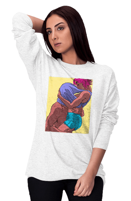Women`s sweatshirt with prints Man Under The T-Shirt In Girls. Boobs, passion. 2070702
