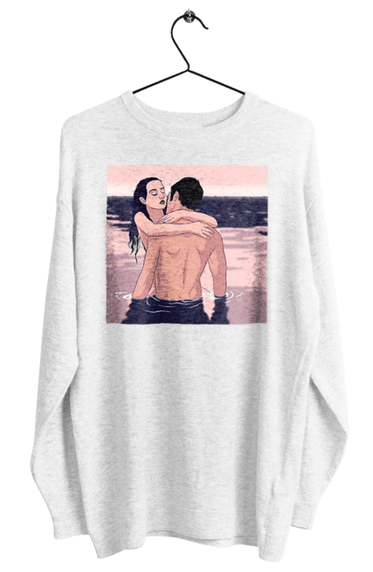 Світшот жіночий з принтом "Парочка Обнімається В Річці". Голо, кохання, пара. 2070702